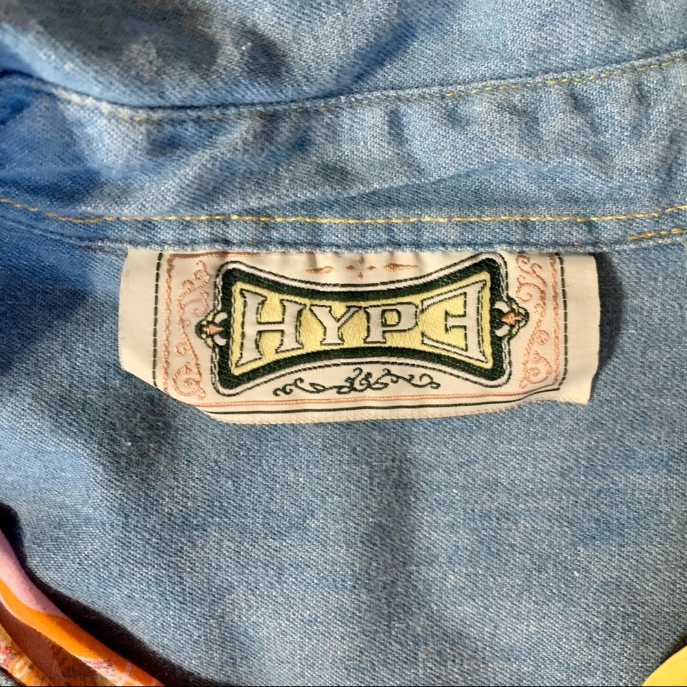 Vintage Y2k Hype Denim Patchwork Button Down Shirt - image 2